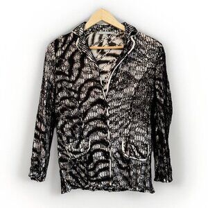 Passion Concepts Women’s Medium Lace Sequin Overlay Zebra Print Blazer Glam
